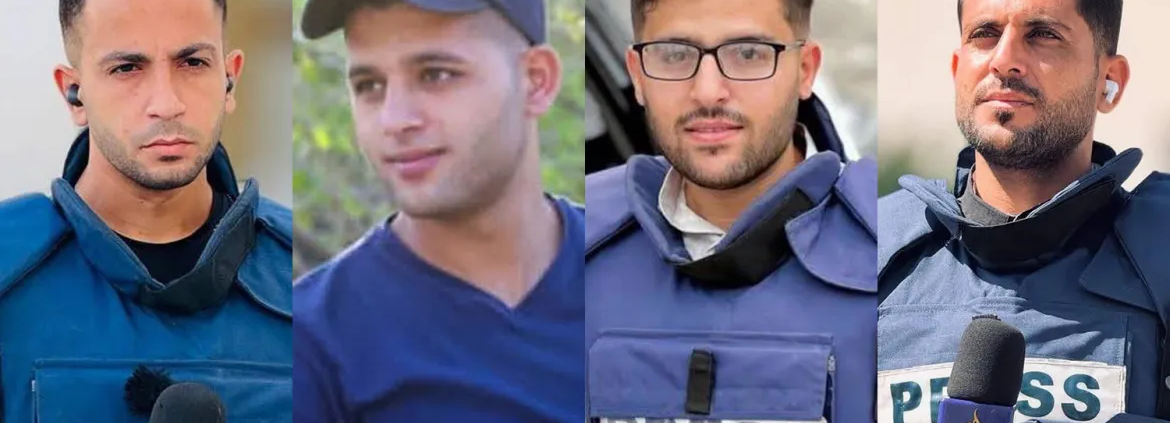 From left: Anas al-Sharif, Ibrahim Zaher, Mohammed Noufal and Mohammed Qreiqeh [Al Jazeera]